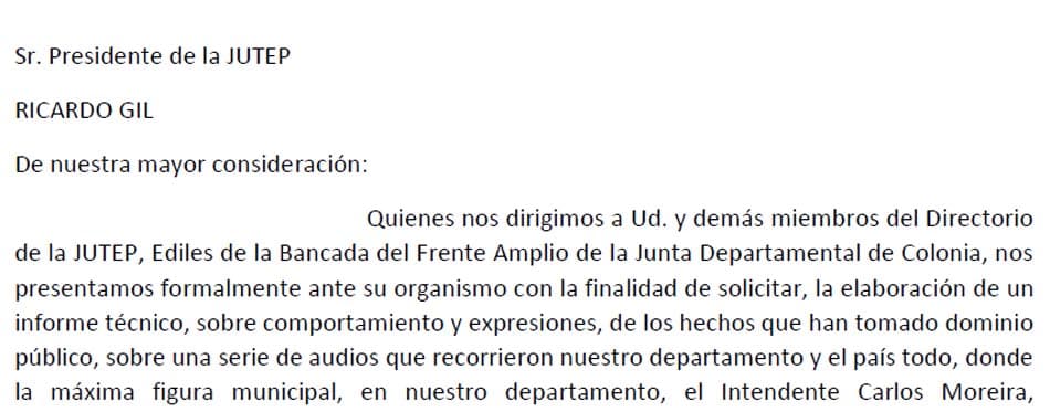 Bancada FA se presentó ante JUTEP por caso Moreira