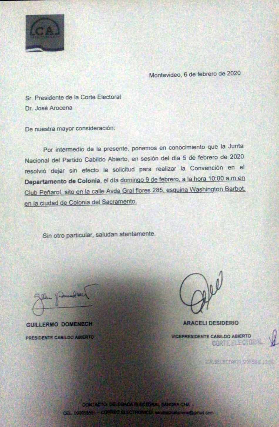 Cabildo Abierto suspendió su Convención
