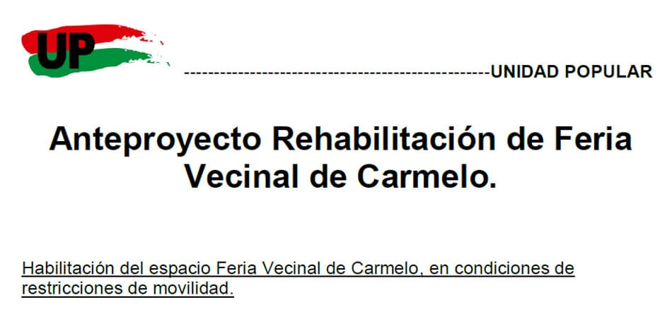 Unidad Popular plantea anteproyecto para rehabilitar feria de Carmelo