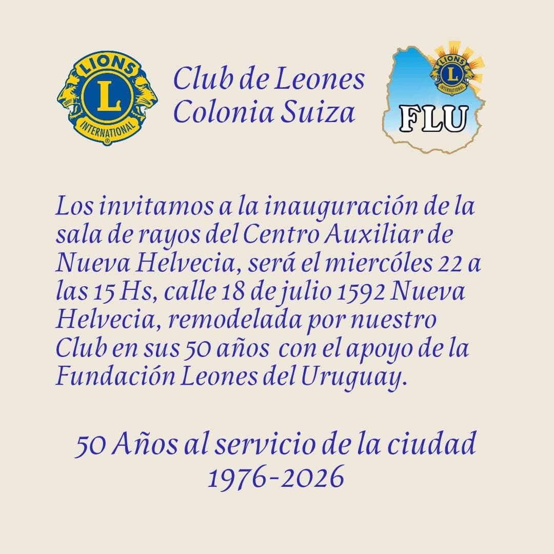 Club de Leones Colonia Suiza inaugurará la renovada sala de rayos del Centro Auxiliar de Nueva Helvecia