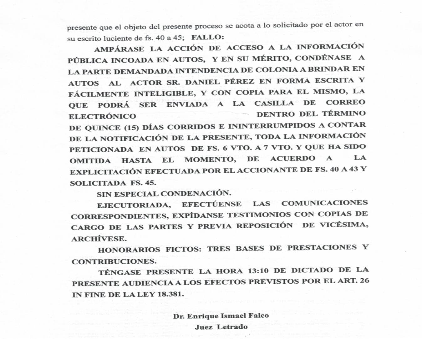 Poder Judicial condenó a la Intendencia de Colonia