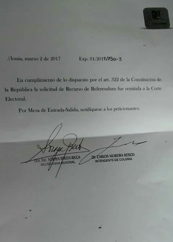 Moreira contestó por firmas de la Pro Reférndum