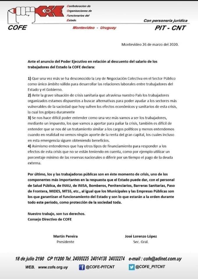 COFE ante medidas anunciadas por el Gobierno