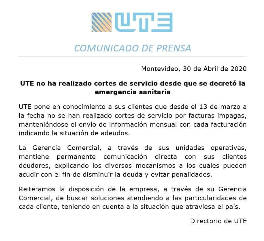 UTE respondió a Viera por posibles cortes