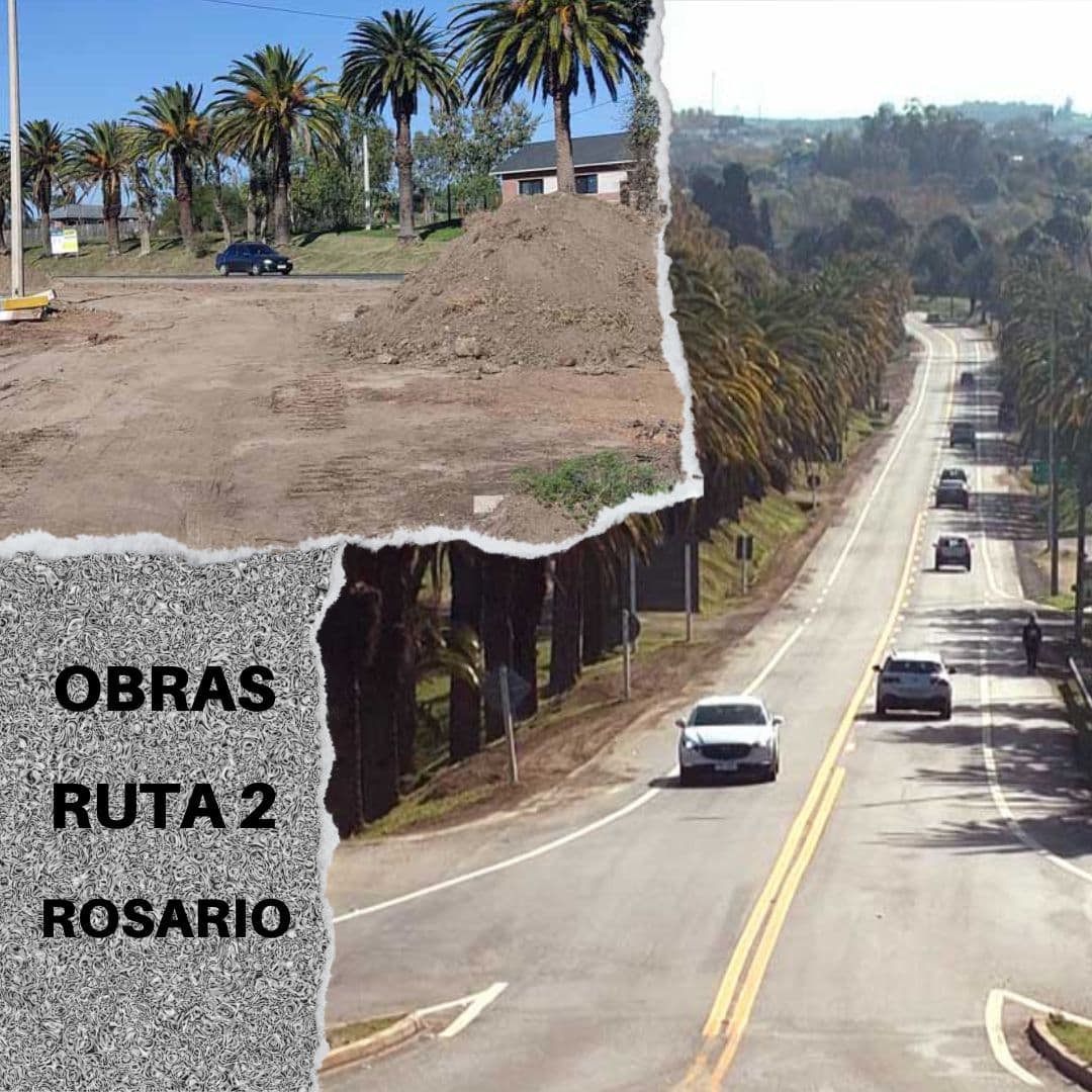 Obras en Ruta 2: acceso a Rosario y dársenas en ingreso a Barrio El Pastoreo