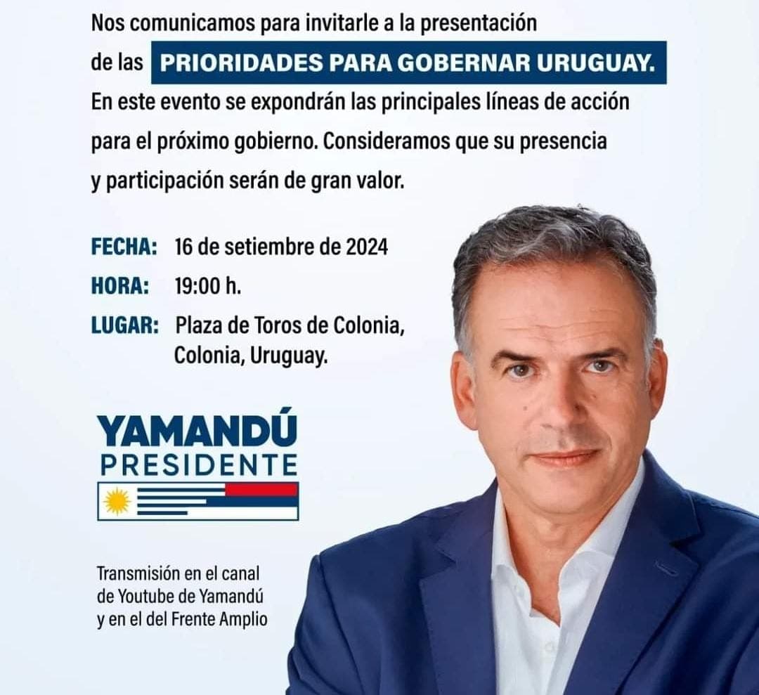 Yamandú Orsi presentará las Prioridades para Gobernar Uruguay en Colonia