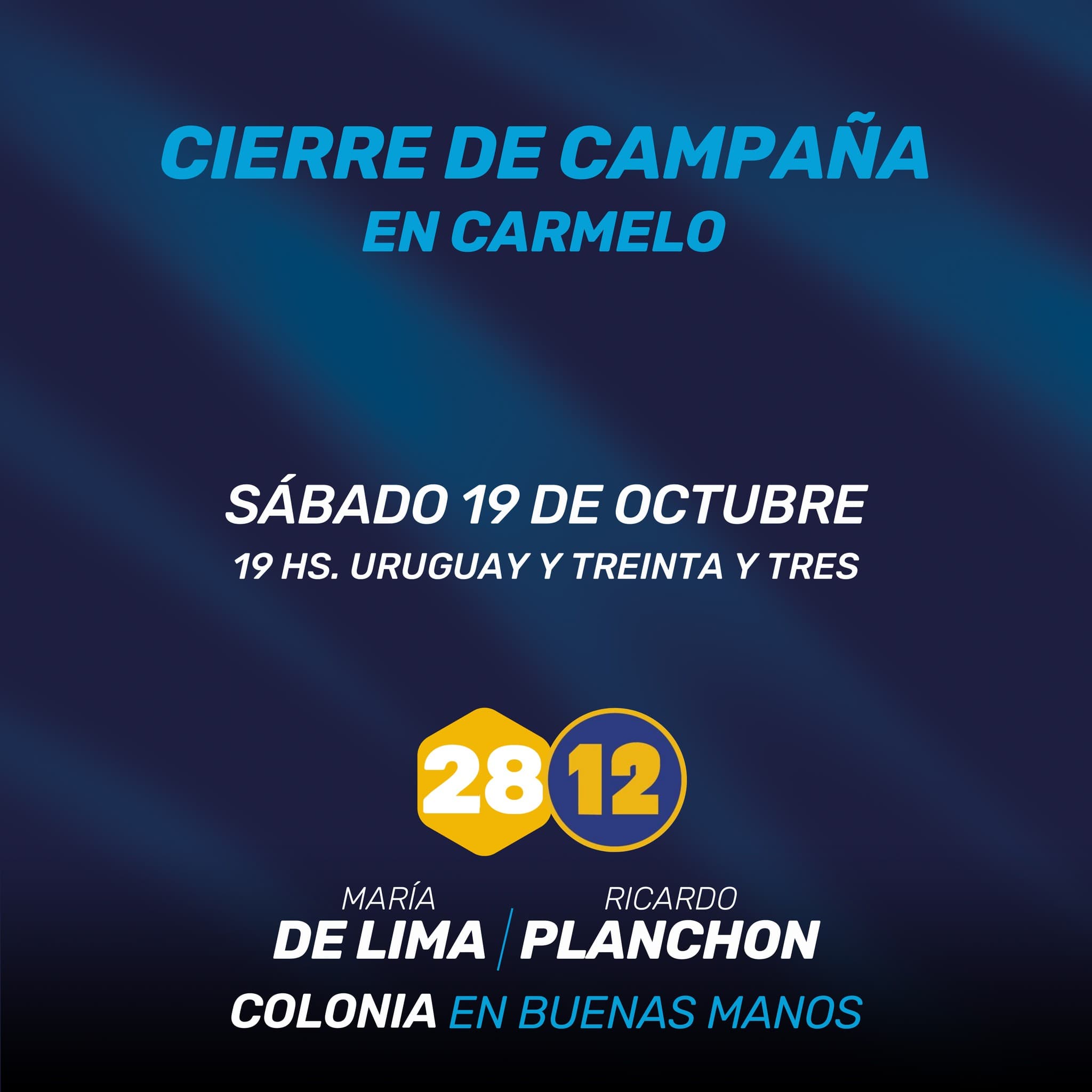 Cierre de campaña de María De Lima y Ricardo Planchón será en Carmelo este sábado