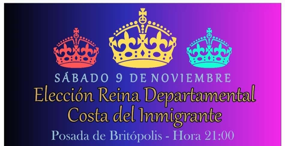 Se realizará la 9ª Elección de la Reina Departamental Costa del Inmigrante
