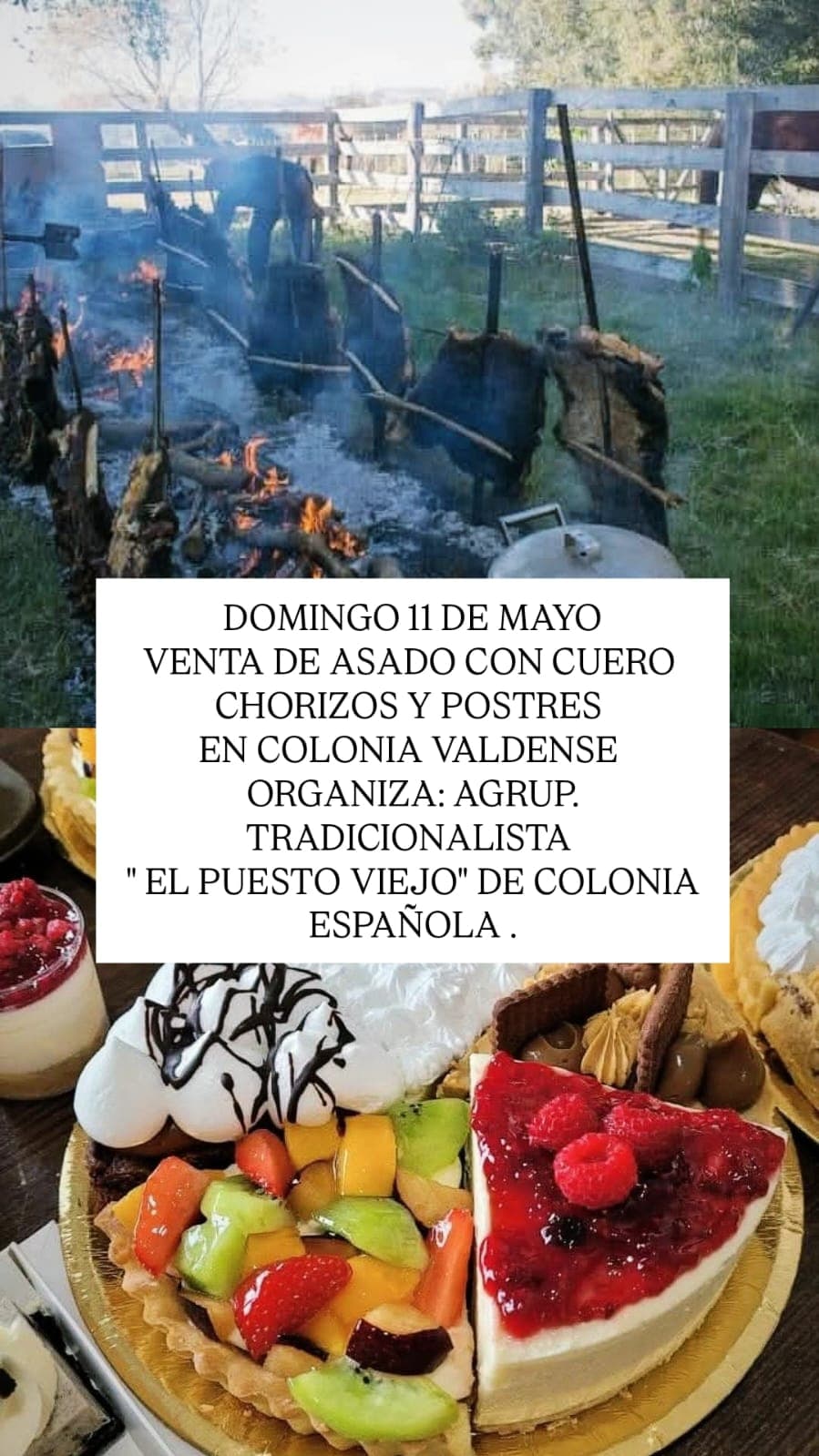 Venta de asado con cuero a beneficio