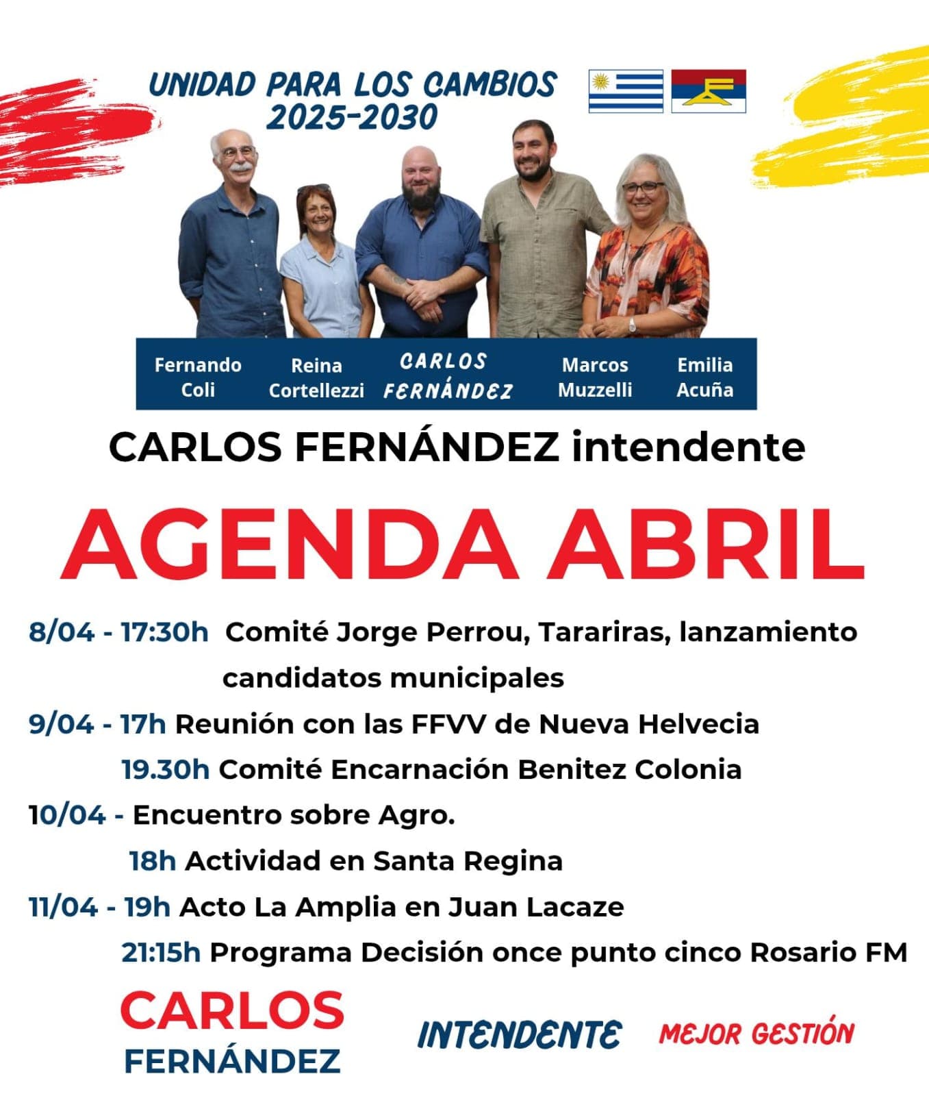 Carlos Fernández: agenda de actividades con presentación de candidatos a alcaldes en Tarariras