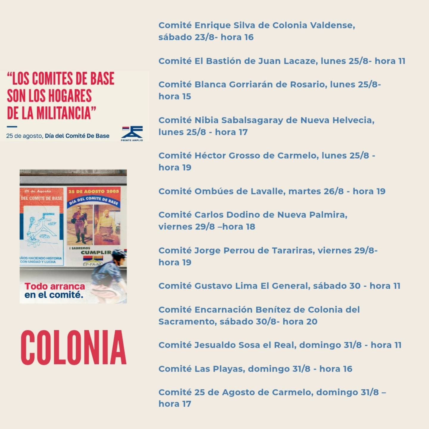 Colonia celebra el Día del Comité de Base con actividades en todo el departamento