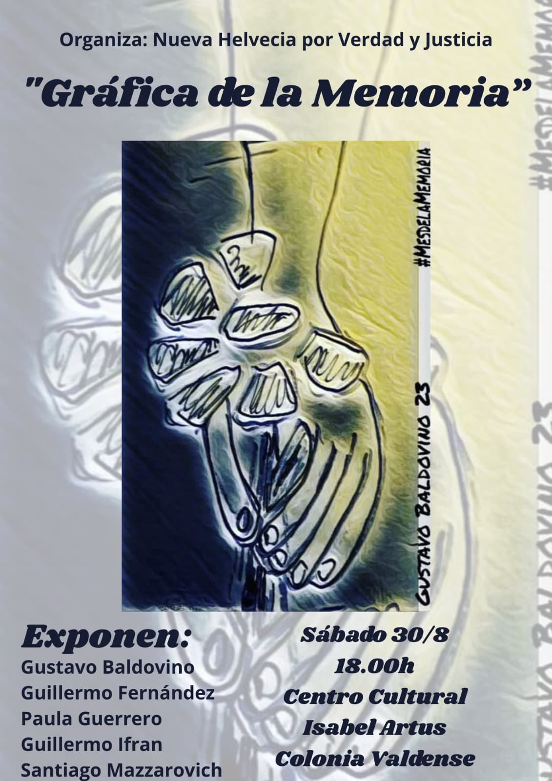 El sábado 30 de agosto se presenta en Valdense la muestra "Gráfica de la Memoria"