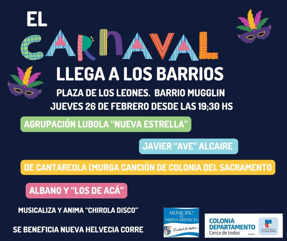 El Carnaval llega a los barrios con música y propuestas para toda la familia en Nueva Helvecia