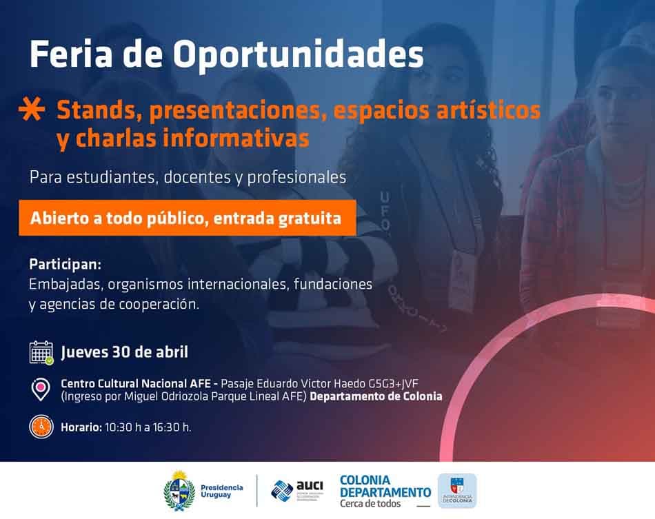 Se realizará Feria de Oportunidades en Colonia este jueves