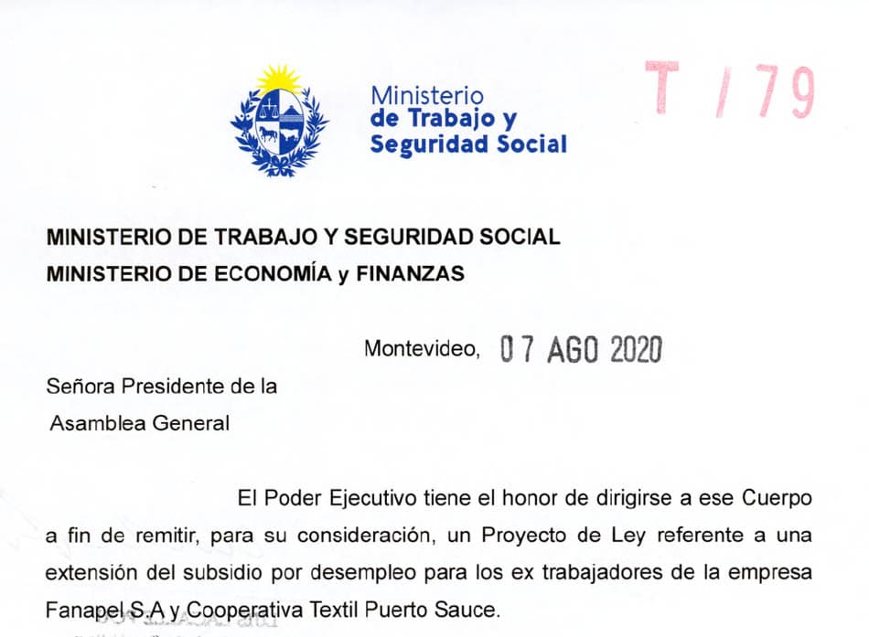 Senado aprobó extensión de seguro a ex Fanapel y Coop. Puerto Sauce