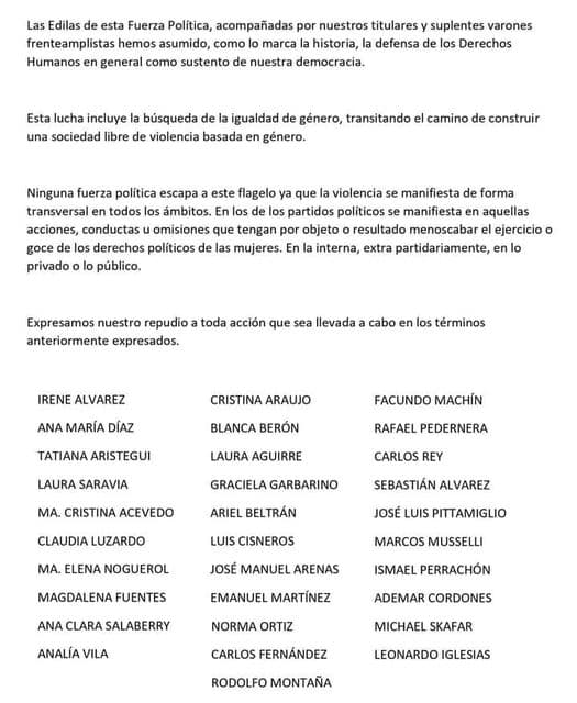 Edilas y ediles del Frente Amplio ante los hechos ocurridos en la Junta