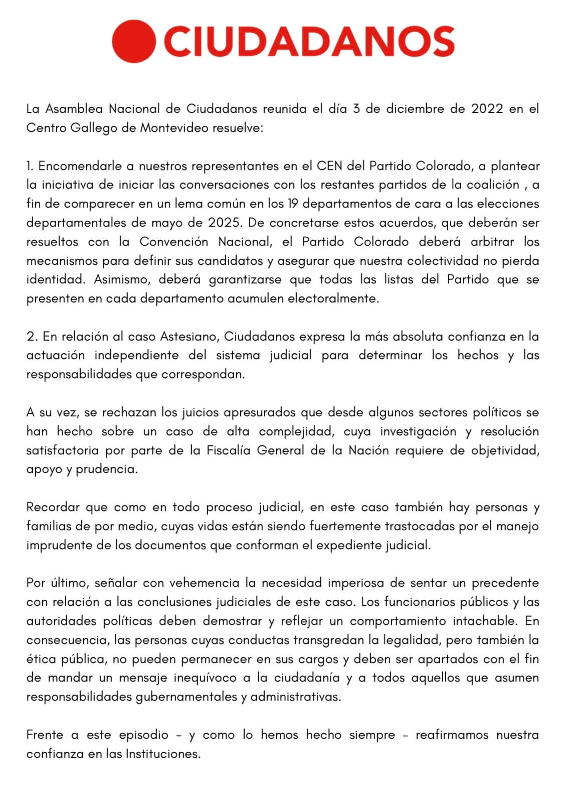 Ciudadanos mira al 2025 buscando lema en común
