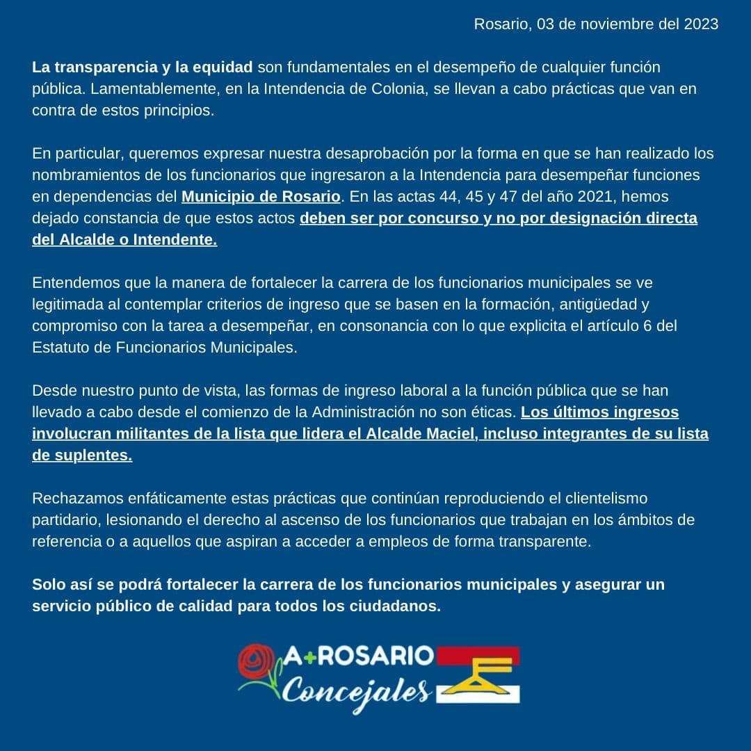 FA: Concejales de Rosario plantean reparos por ingresos en Municipio