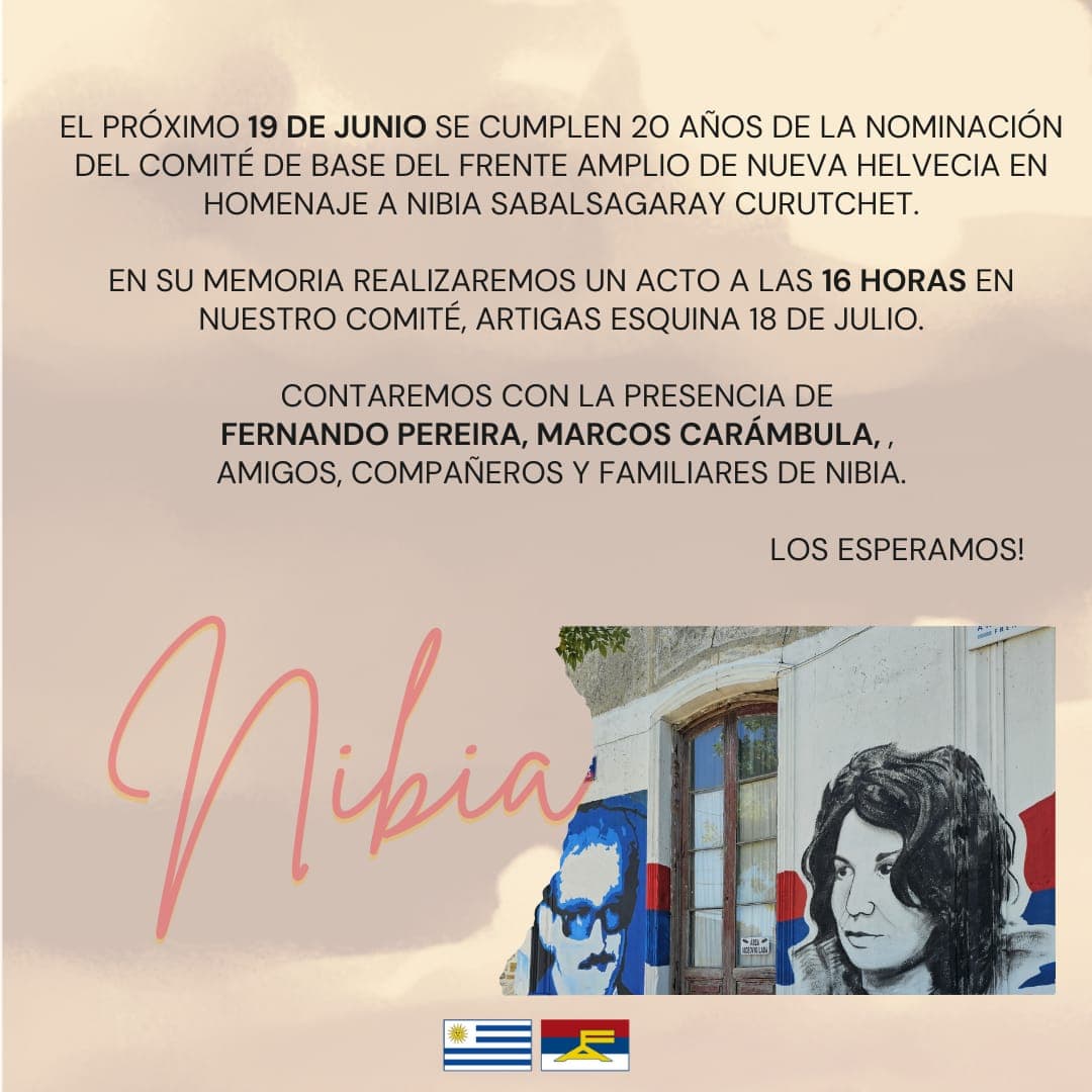 Frente Amplio de Nueva Helvecia celebra 20 años de su nominación en homenaje a Nibia Sabalsagaray