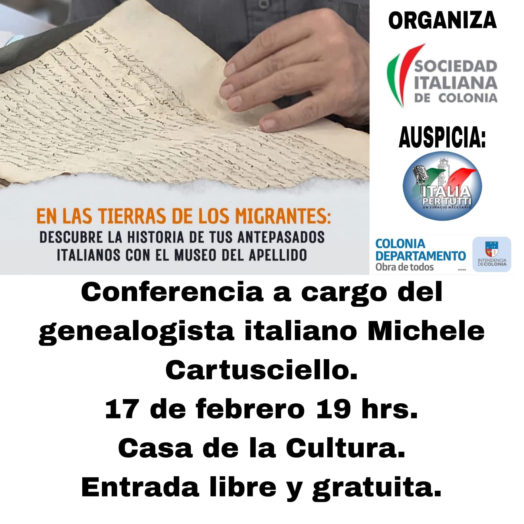 Conferencia en Colonia: descubre la historia de tus antepasados italianos