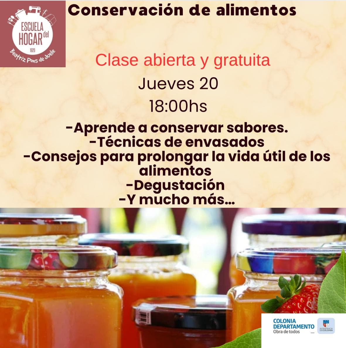 Clase gratuita sobre conservación de alimentos en la Escuela Hogar de La Paz (CP)