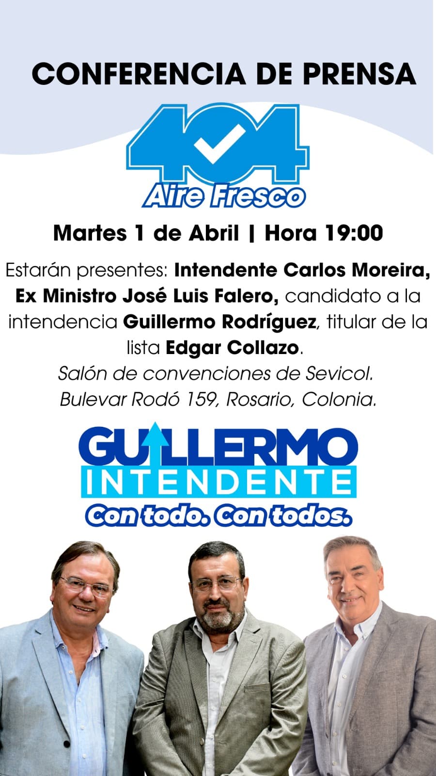 Lanzamiento de la Lista 404 en Rosario: estarán Falero, Collazo, Moreira y Rodríguez
