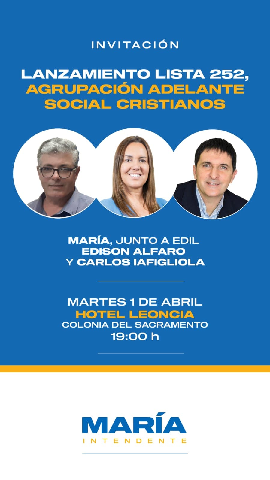 Lista 252 en apoyo a candidatura de De Lima a la Intendencia de Colonia