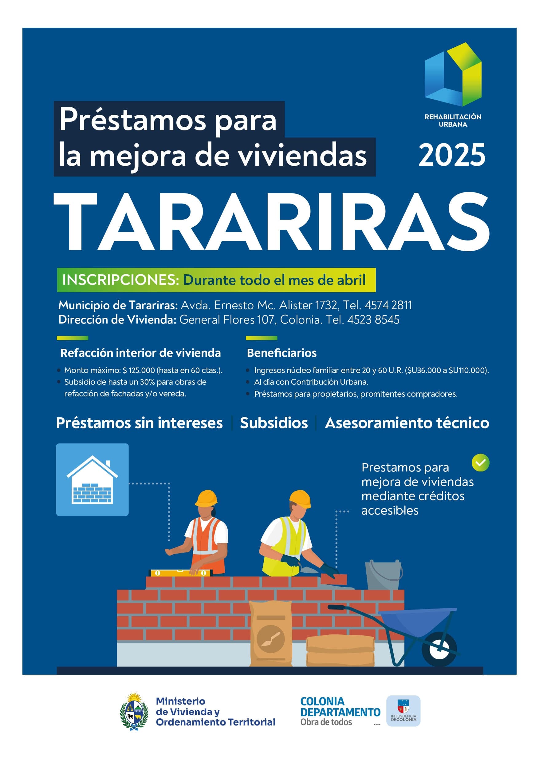 Préstamos de Rehabilitación Urbana para Tarariras