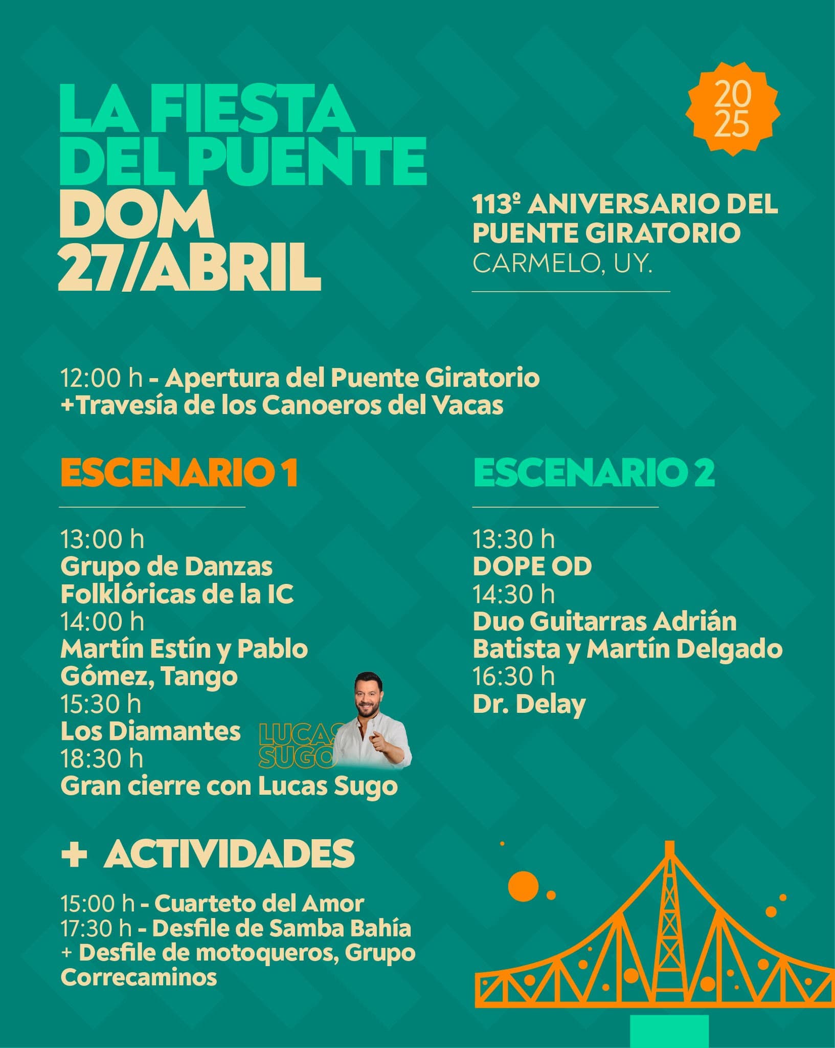 Gran Fiesta del Puente de Carmelo este domingo